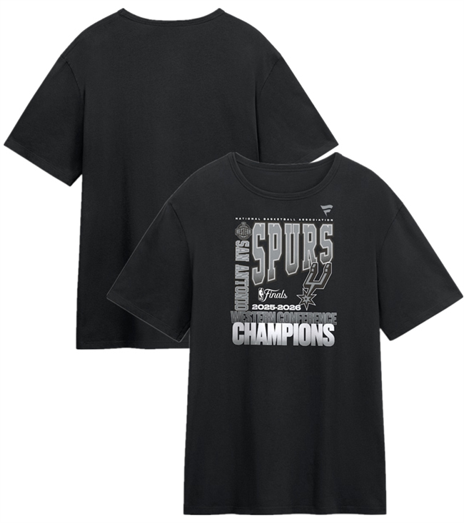 Men's Black San Antonio Spurs 2026 Western Conference Champions Stacked Block T-Shirt
